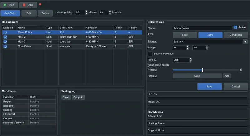 EchoBot healing rules and configuration